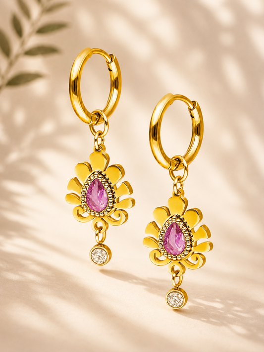 Pink Lotus Hoops – Ohrringe