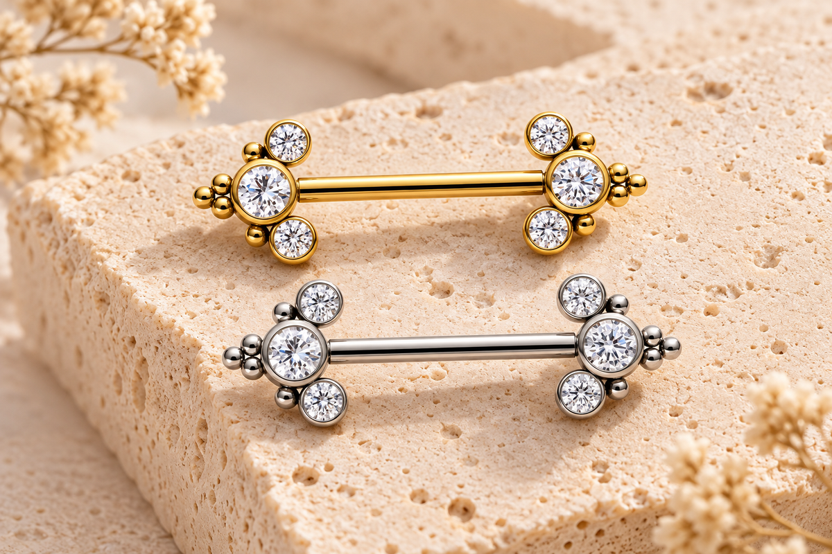Crystal Bloom Nipple Barbell