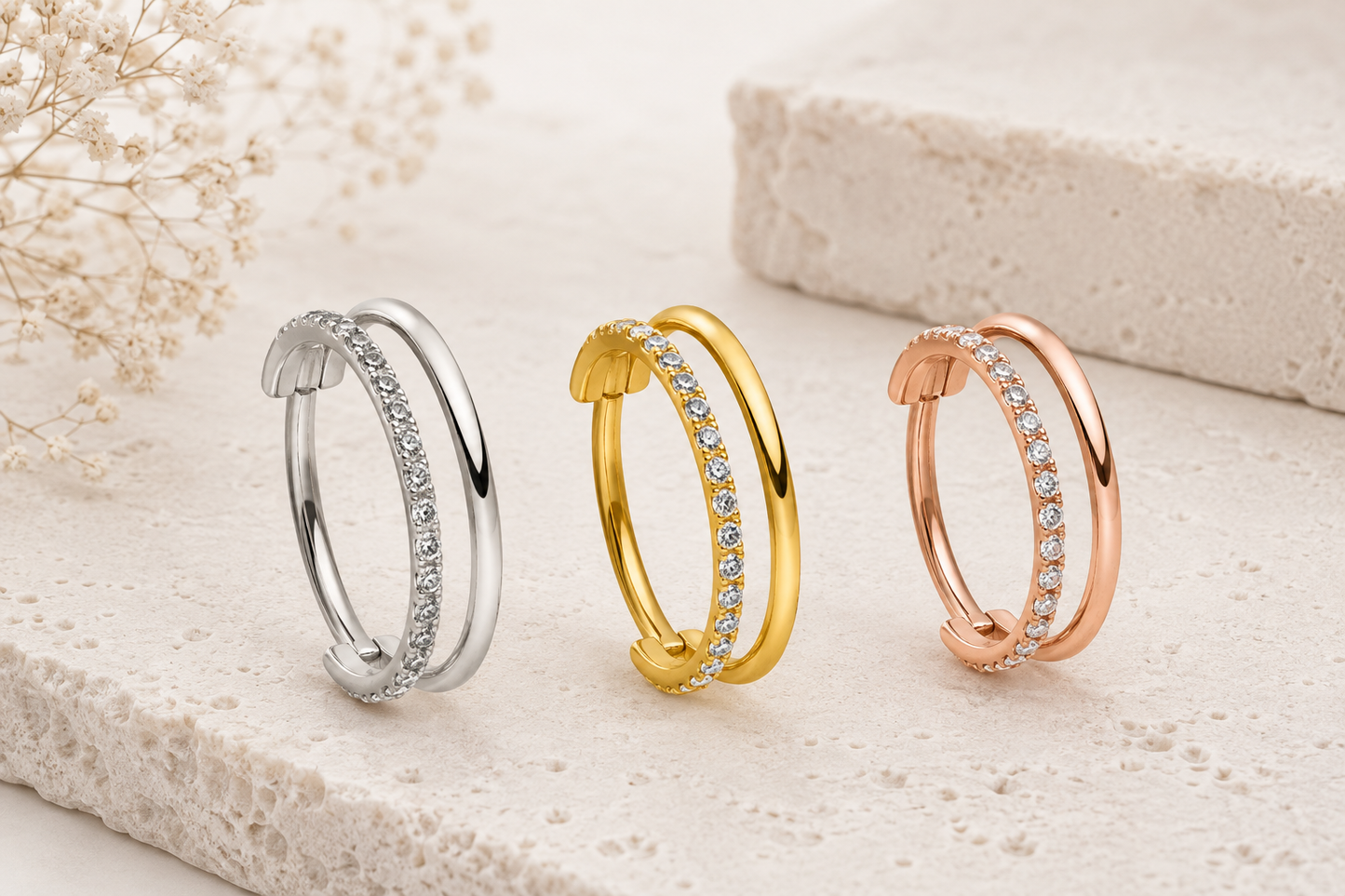 Double Row Crystal Ring