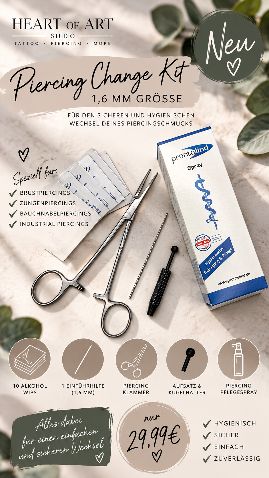 Piercing Change Kit 1,6 mm – Schmuckwechsel Set