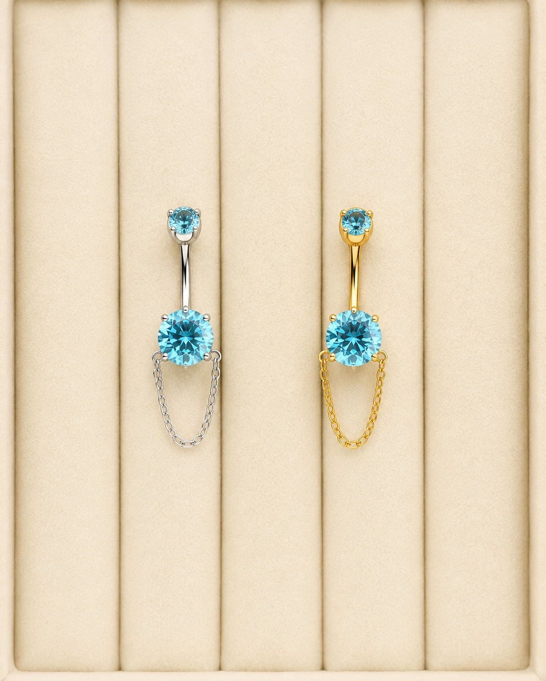 Bauchnabelpiercing mit Kristall & feiner Kette