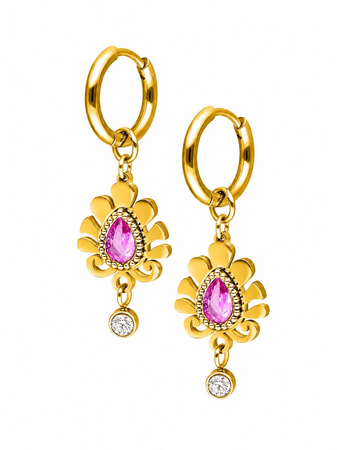 Pink Lotus Hoops – Ohrringe